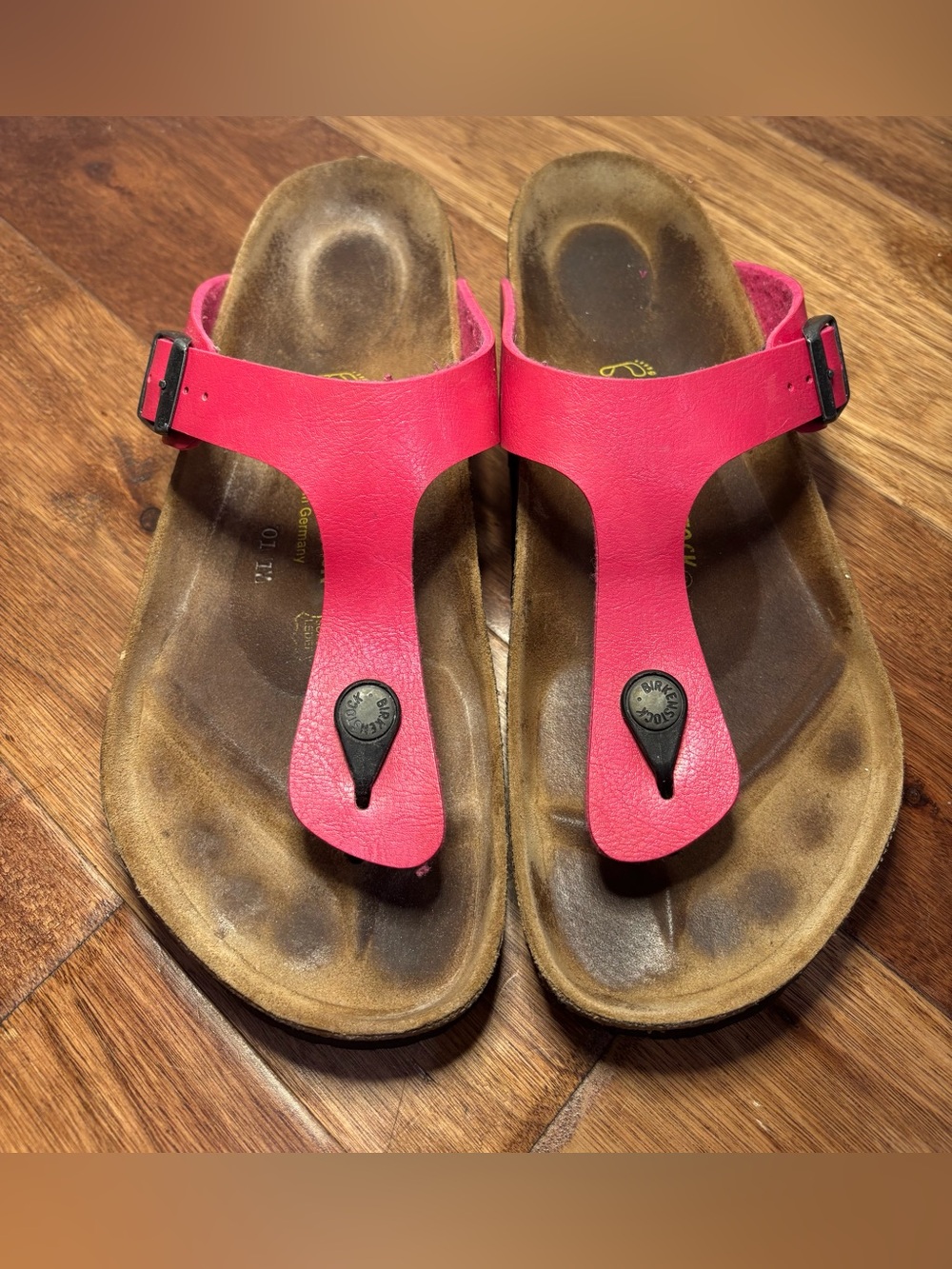 Birkenstock Women’s Hot Pink Gizeh Leather Thong Sandals - Size 10
